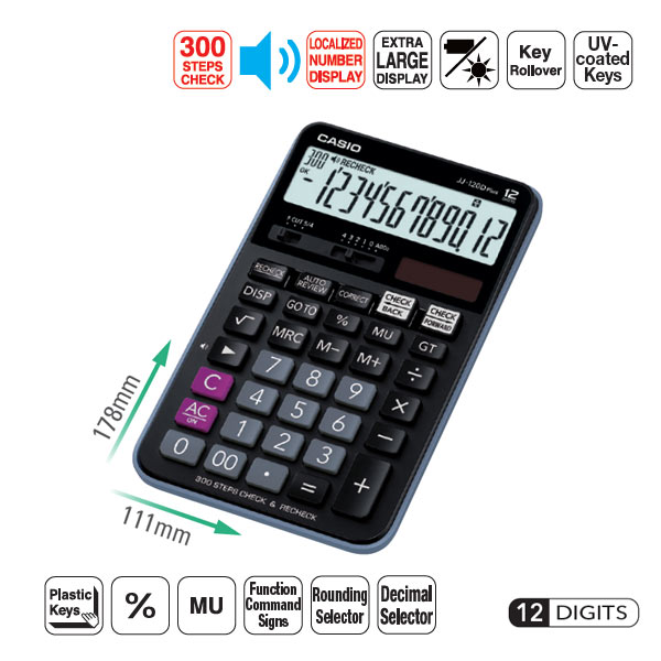 Casio Check Calculators JJ-120D Plus (12 Digits)
