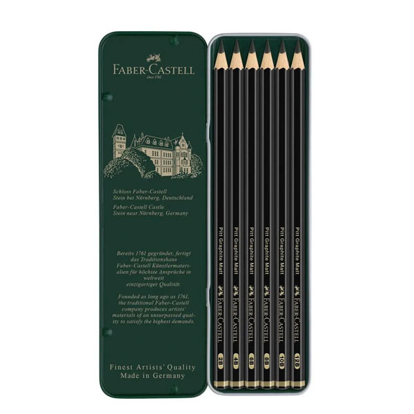 Faber Castell Pitt Graphite Matt pencil tin of 6