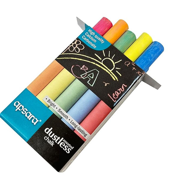 Apsara Dustless Coloured Chalks Pack of 10