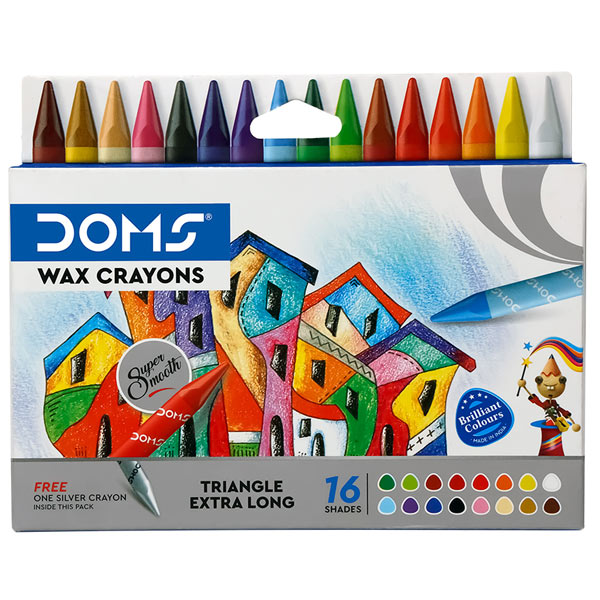 DOMS Long Wax Crayons 16 Shades