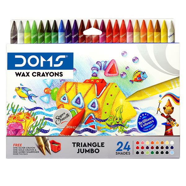 DOMS Tri Jumbo Wax Crayons 24+2 Shades