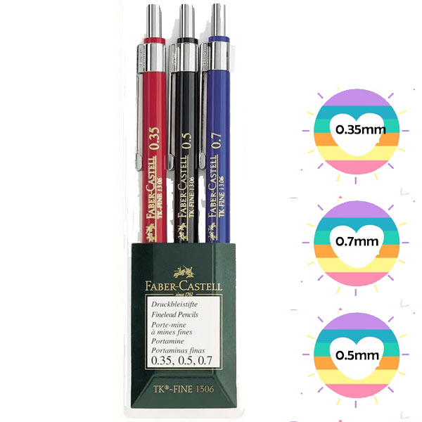 Faber-Castell TK-Fine 1306, 0.35/0.5/0.7mm, pack of 3 Mechanical Pencils