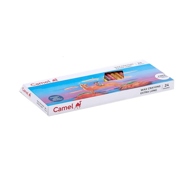 Camel wax Crayons Assorted pack of 24 shades, Extra long