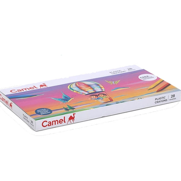 Camel Plastic Crayons Assorted pack of 28 shades, Hexagonal