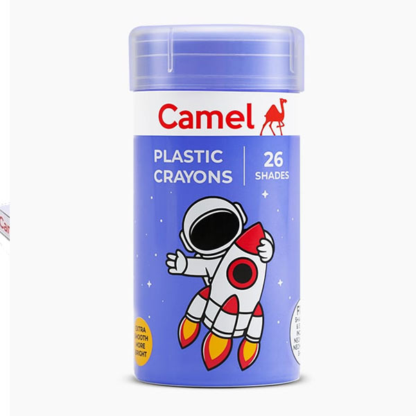 Camel Plastic Crayons Assorted tin pack of 26 shades, Hexagona