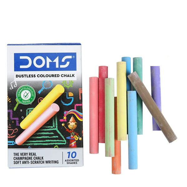 Doms Dustless Coloured Chalk Pack of 10