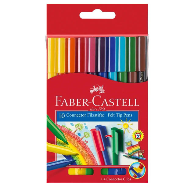 Faber-Castell Connector Pen Set - Pack of 10 (Assorted)