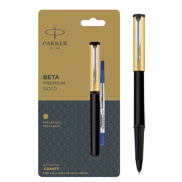 Parker Beta Premium Roller Pen with Stainless Steel Trim | Ink Color - Blue