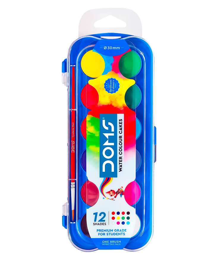 DOMS Water Colour Cake 12 Shades 30 mm