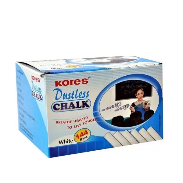 Kores Dustless Chalk – White Pack of 144 pcs