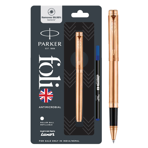 Parker Folio Antimicrobial Roller Ball Pen - Copper Ion Plated | Ink Color - Blue