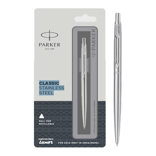 Parker Classic Stainless Steel Ball Pen with Chrome Trim | Ink Color - Blue