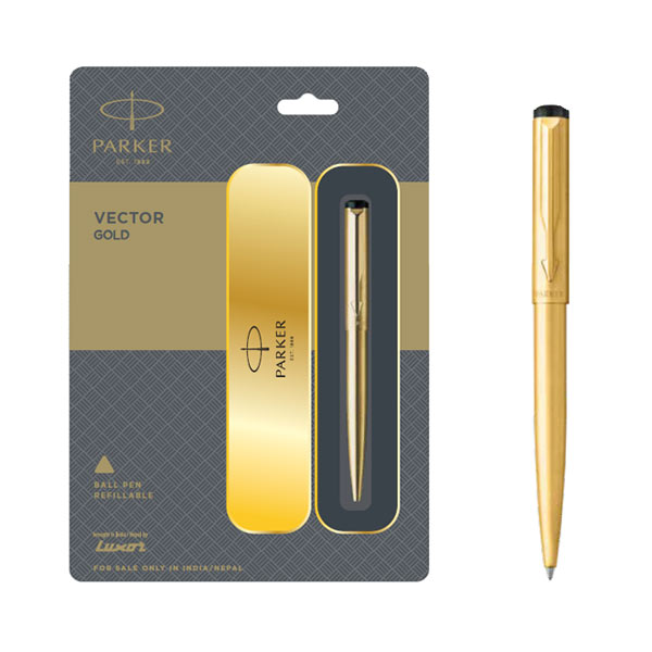 Vector Gold Ball Pen with Gold Trim | Ink Color - Blue