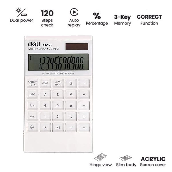 Deli Desktop Shop Calculator  W39258  WHT