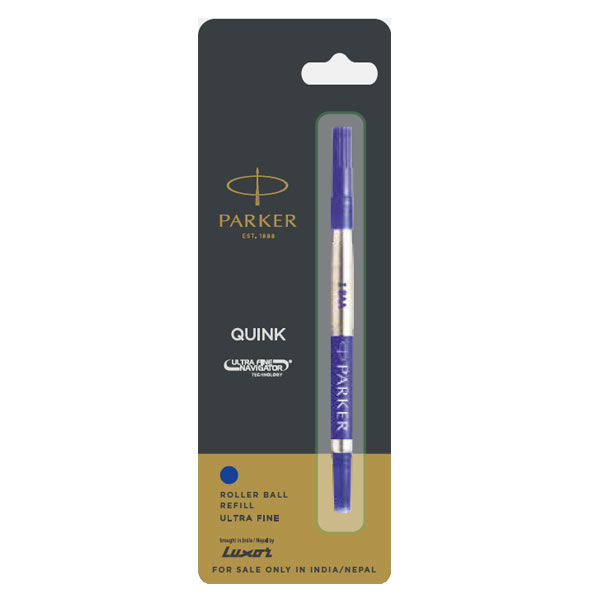 Parker Quink Ultra Fine Navigator Roller Ball Pen Refills (0.5mm - Needle Tip) | Ink Color - Blue