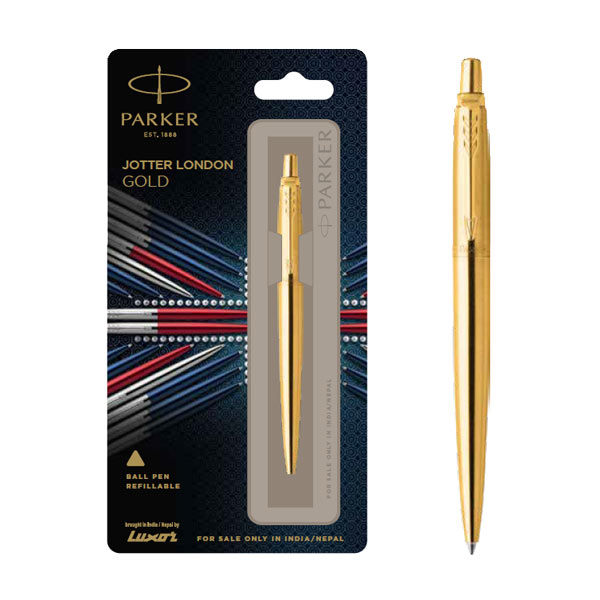 Parker Jotter London Gold Ball Pen with Gold Trim | ink Color - Blue