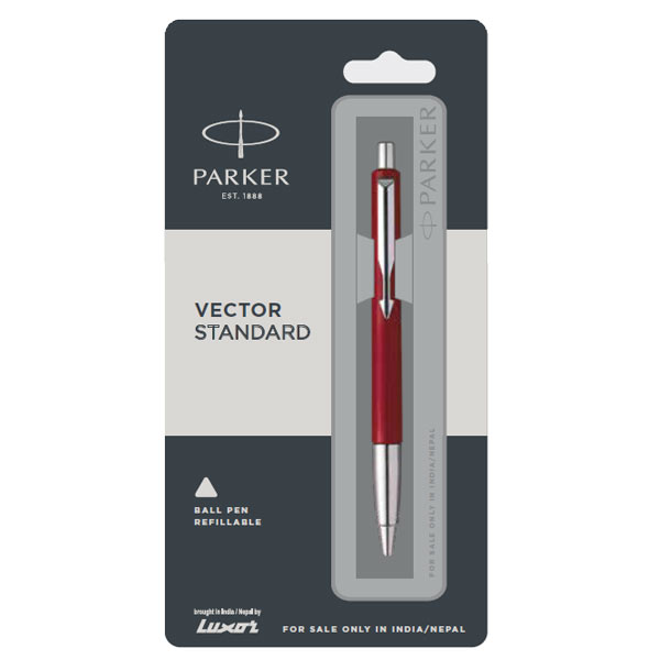 Parker Vector Standard Ball Pen with Stainless Steel Trim | Ink Color - Blue