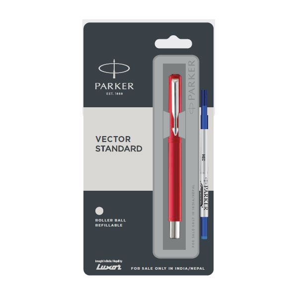 Parker Vector Standard Roller Ball Pen with Stainless Steel Trim | Ink Color - Blue
