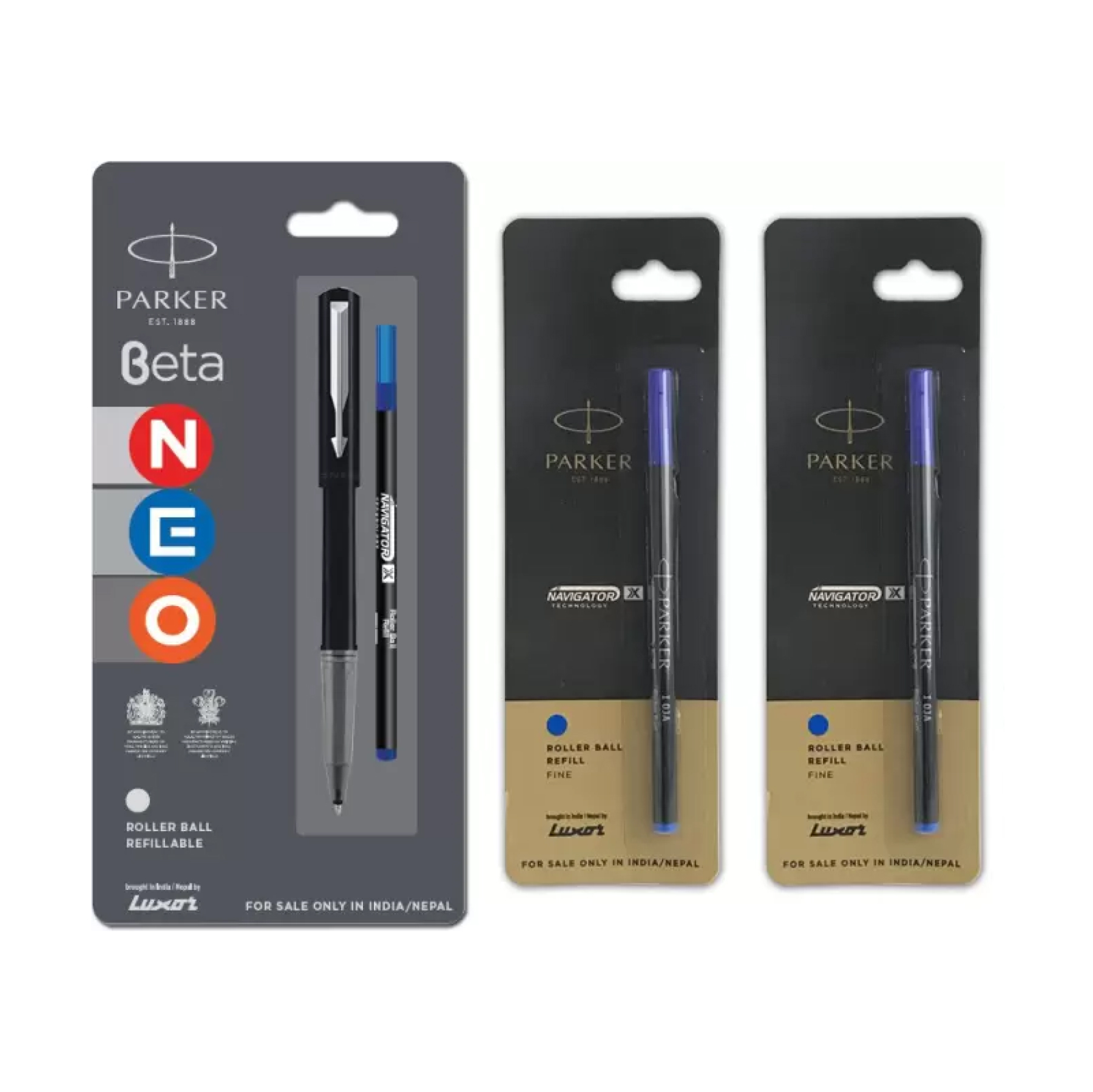 Parker Beta Neo Roller Pen with Stainless Steel Trim | Ink Color- Blue