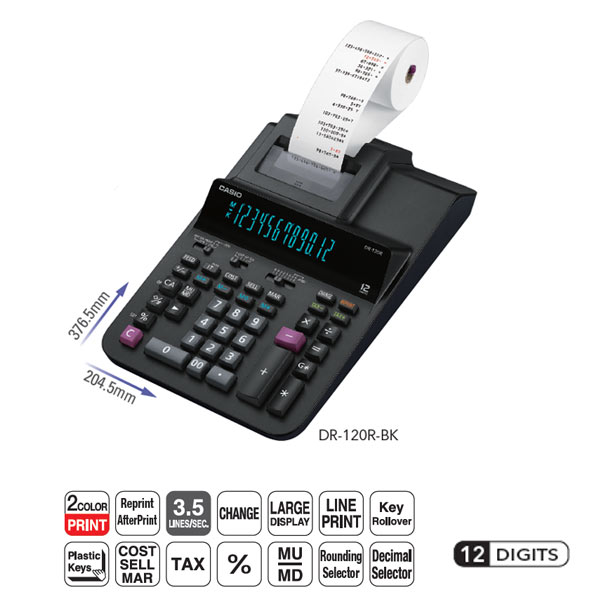 Casio Printing Calculators DR-120R-BK