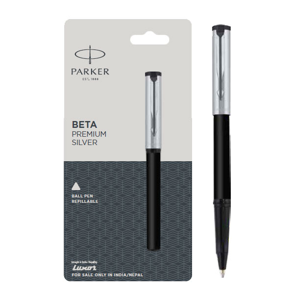 Parker Beta Premium Ball Pen with Stainless Steel Trim | Ink Color - Blue